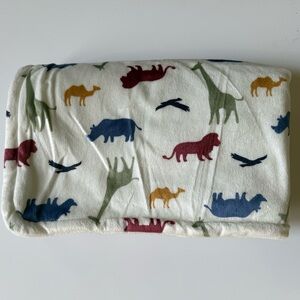 Carters Safari Zoo Animals White Plush Baby Blanket Multi Color